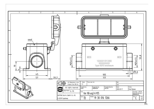 HART Sockelgehäuse 2xM25     19300161266 