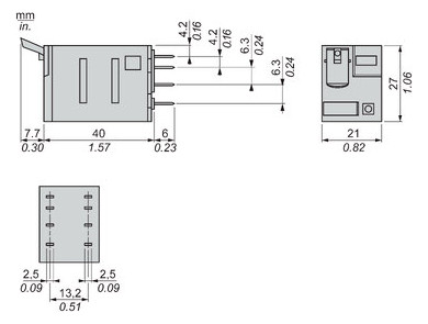 Schaltrelais 2W IP40 21x27x55mm Steckanschl