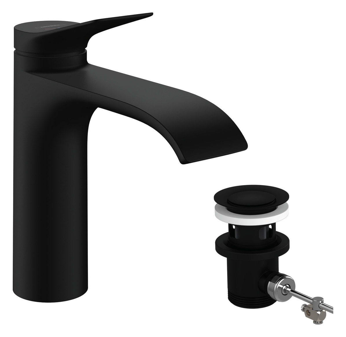 hansgrohe Waschtisch-Einhebelmischer 110 Vivenis CoolStart mit Zugstangen-Ablaufgarnitur, mattschwarz hansgrohe Waschtisch-Einhebelmischer 110 Vivenis CoolStart mit Zugstangen-Ablaufgarnitur, mattschwarz