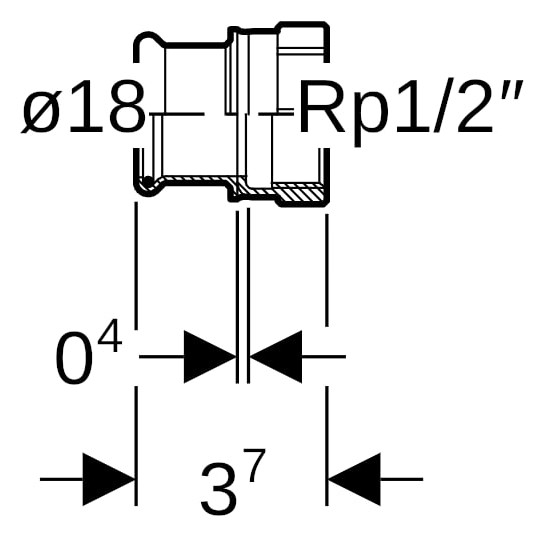 Geberit Gas-Übergang Mapress Ø 18 mm x Rp 1/2, Kupfer, mit Innengewinde, Rotguss