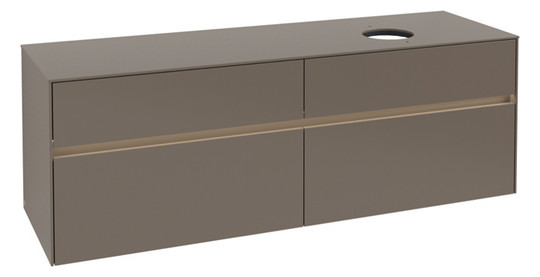 V&B Waschtischunterschrank Collaro 160x54,8x50cm, Waschtisch rechts, LED-Beleuchtung 12W, truffle grey