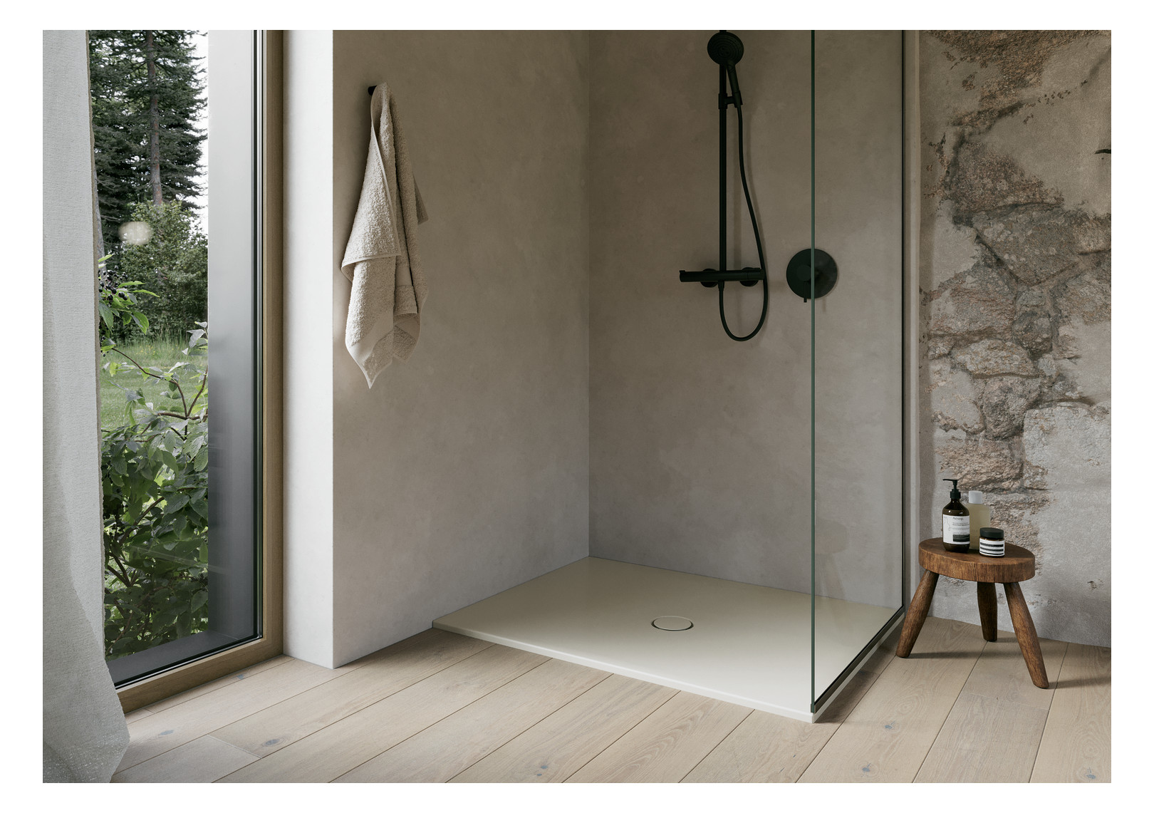 Duschfläche BetteFloor 5711 90x70cm, Antirutsch/Pro, Mini-Wannenträger, cream