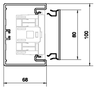 Geräteeinbaukanal Kst 100x68mm lgr GEB-K RAL7035 unbeh 5750qmm 2000mm