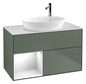 V&B Waschtisch-Unterschrank Finion 100cm, Abdeckplatte white matt, Regal Glossy white lacquer, Olive Matt Lacquer