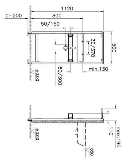 VitrA Bad Installationsrahmen V-Fix Easy 50x11-19x112cm, für Waschtische