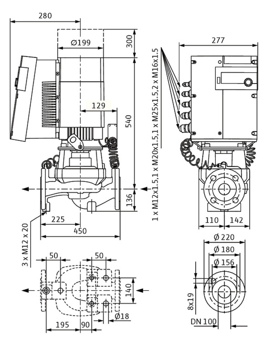 Wilo Trockenläufer-Hocheffizienz-Pumpe Stratos GIGA 100/1-33/6,0, mit Differenzdruckgeber