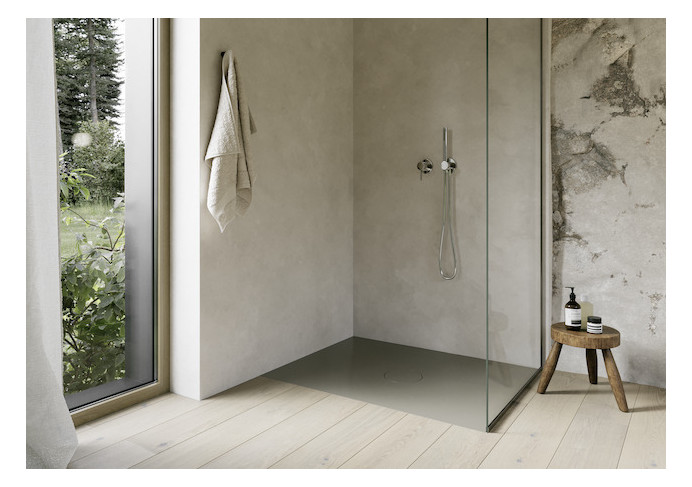 Bette Duschfliese PLUS BetteAir 1400 x 900 mm, graphite, Rechteck, glasierter Titan-Stahl, mit Minimum-Täger