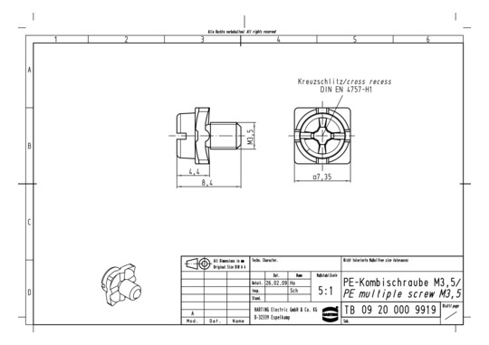 HART PE-KOMBISCHRAUBE M3,5   09200009919 