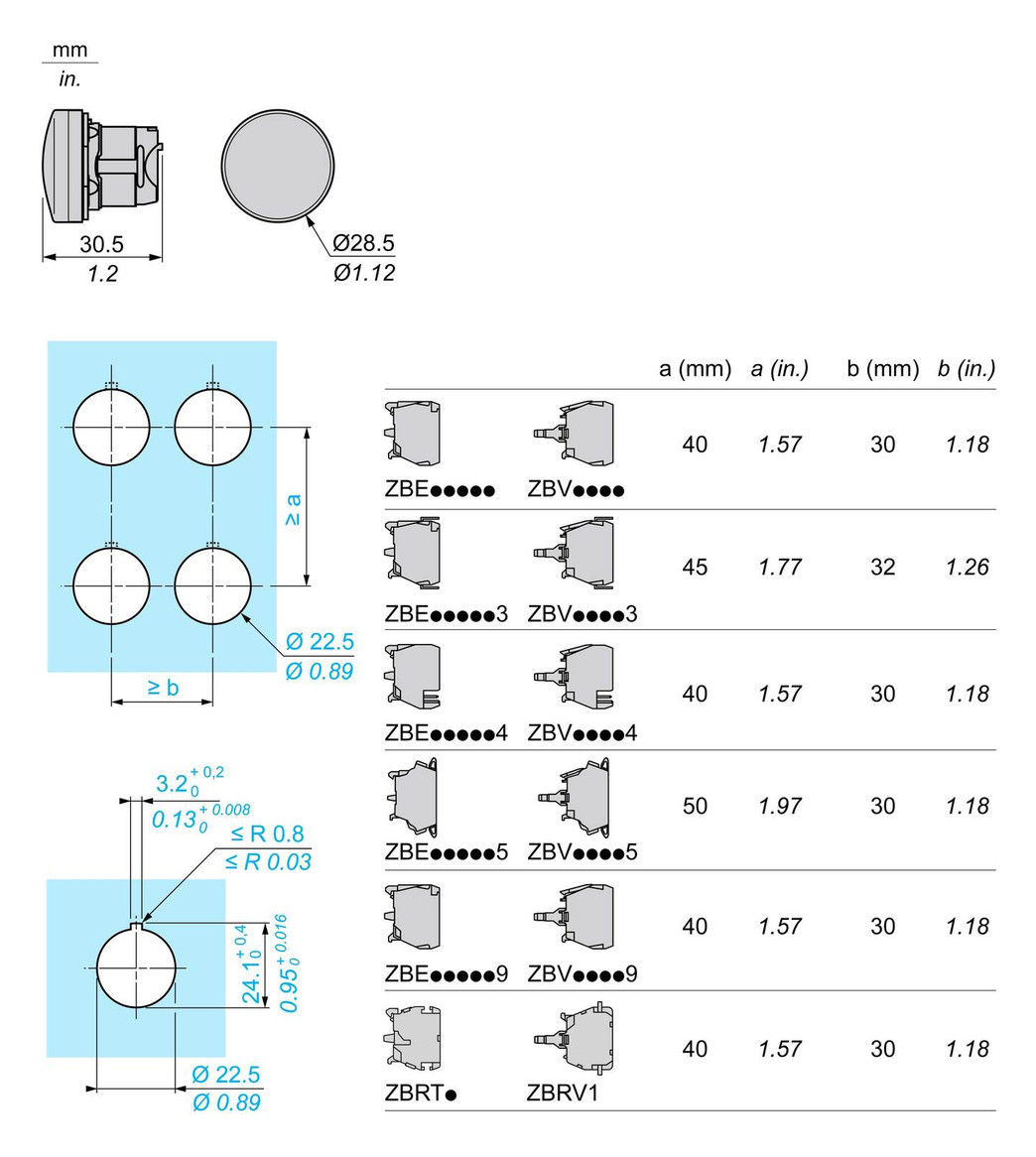 Leuchtmelder Front hoch rnd ws Ø22mm 1st Kst IP66