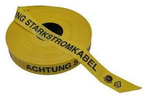 Bild Trassen-Warnband 250 m Achtung Starkstromkabel aus mindest 80% Regranulat Blauer E - KELMAPLAST-0