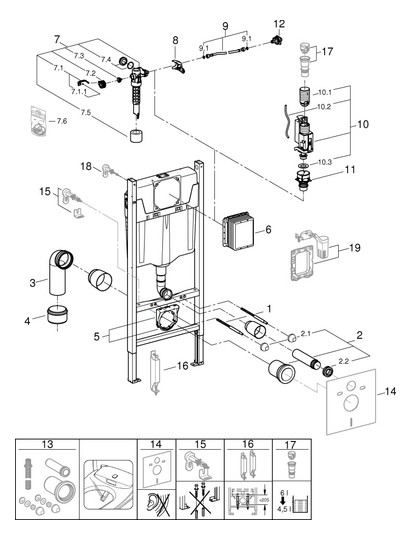 GROHE WC-Element Rapid SL Projekt BH 1,13 m, mit Spülkasten GD 2, 6-9 l