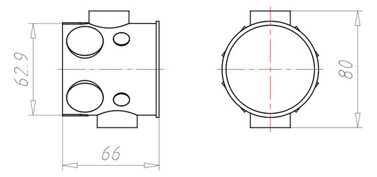 Verbindungsdose UP luftd Ø60x66mm Kst IP2X Ger/VerbDose/kast rnd