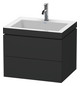 Duravit Waschtisch-Unterschrank c-bonded L-Cube 60 x 48 cm, ohne Hahnloch, graphit matt, 2 Schubkästen, wandhängend