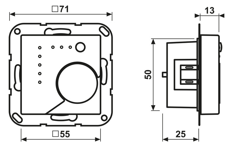 Raumtemperaturregler UP AS/A KNX aws glz Bedienelement Mit Vor-Ort Bedienung