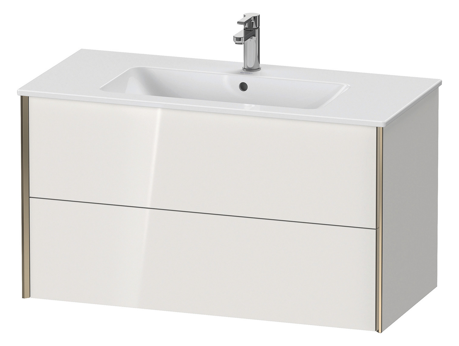 Duravit Waschtisch-Unterschrank XViu 101 x 48 x 56 cm, Eiche terra, 2 Schubkästen, wandhängend, schwarz matt