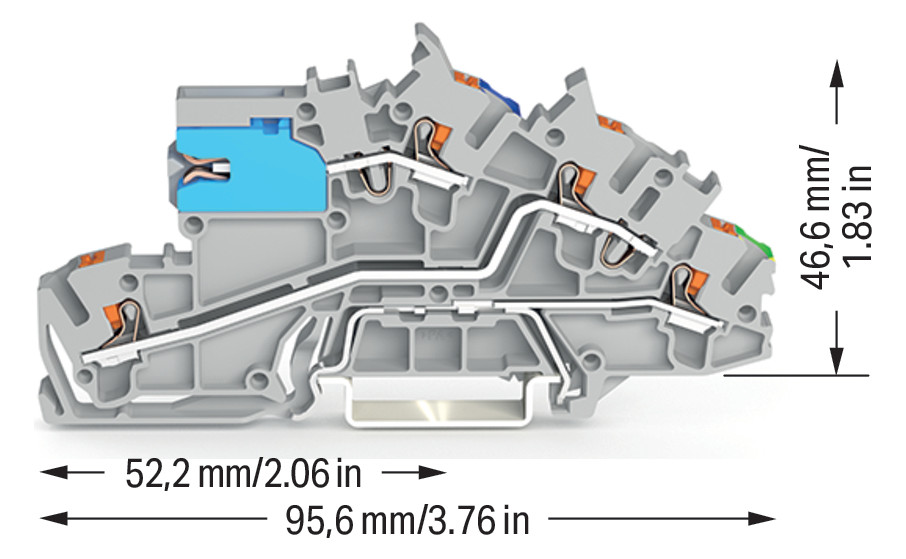 Installationsklemme 32A 0,25-4qmm 3pot gr Mit N-Trennschlitten APL_erf.