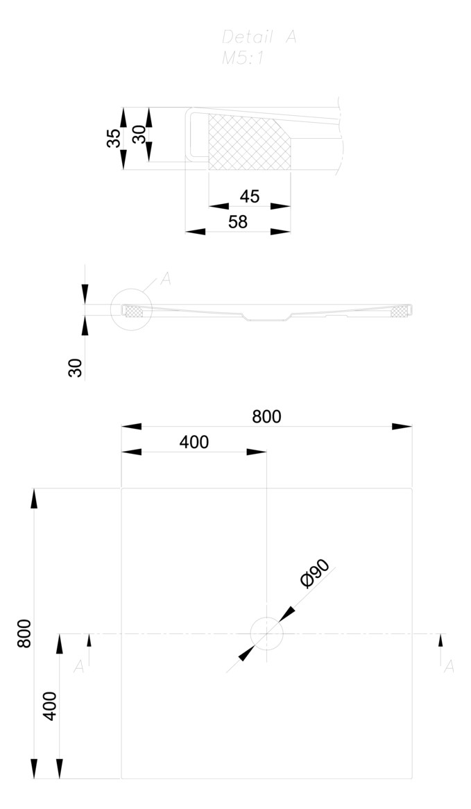 Duschfläche BetteFloor 5831 80x80cm, Antirutsch/Pro, Mini-Wannenträger, cashmere