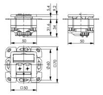 Anschlussdose Cat6 2xRJ45 LSA Kanaleinb aws schräg m.Staubschutz