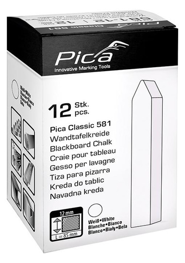 Pica-Tafelkreide Classic, weiß, eckig angespitzt -...