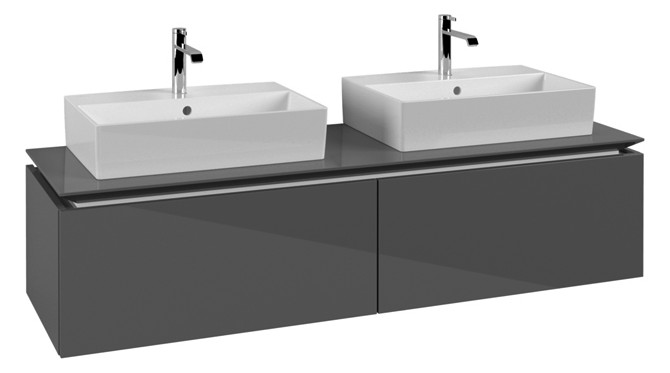 V&B Waschtischunterschrank Legato 160x38x50cm, für 2 Waschtische, Glossy Grey