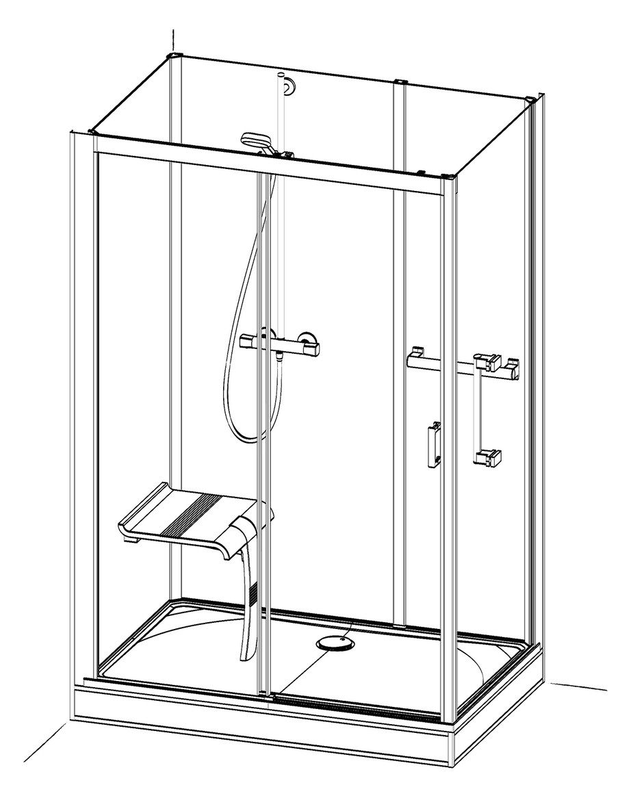 Roth Komplettdusche Vinata Comfort Eck 1660 x 677 x 2160 mm, ESG Rückwände anthrazit, ESG Schiebetür klar