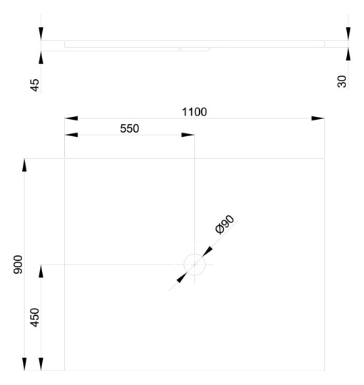 Duschfläche BetteFloor 8631 110x90cm, Antirutsch/Sense, weiß