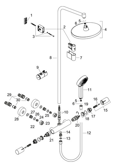 hansgrohe Showerpipe ACT S 1jet mit Thermostat, EcoSmart+, 6 l/min, mattschwarz