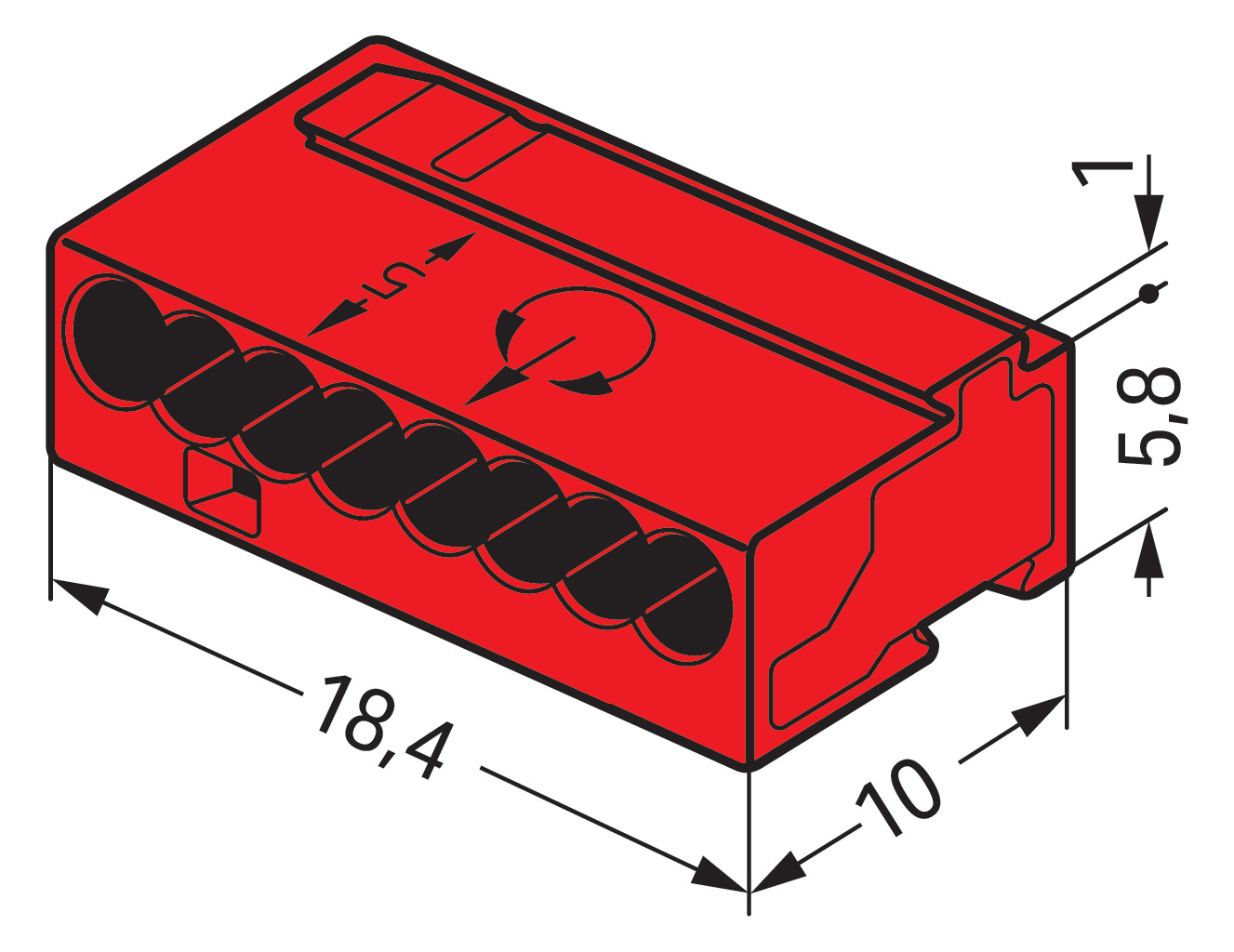 Steckklemme 8f 100V 6A Serie 243 rt f.Massivleiter