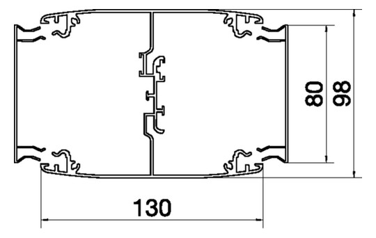 Installationssäule Alu 650mm rechteck dpls Standfuß anod/elox oben/unten