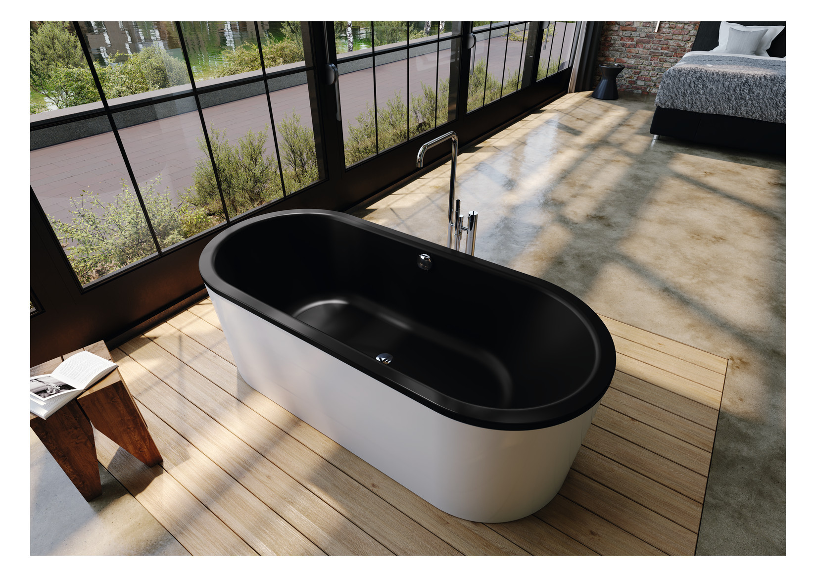 Kaldewei Badewanne CLASSIC DUO 111-7 180x80cm, oval, freistehend, Schürze alpinweiss matt, alpinweiß matt