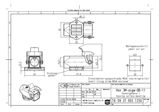 HART HARTING SOCKELGEHAEUSE  09370031250 