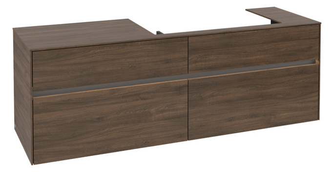 V&B Waschtischunterschrank Collaro 160x54,8x50cm, Waschtisch rechts, LED-Beleuchtung 12W, arizona oak