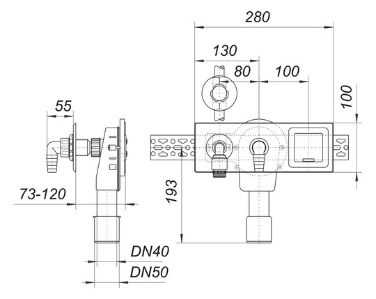 Dallmer Wandeinbau-Waschgeräte-Siphon 405 E, DN 40/50