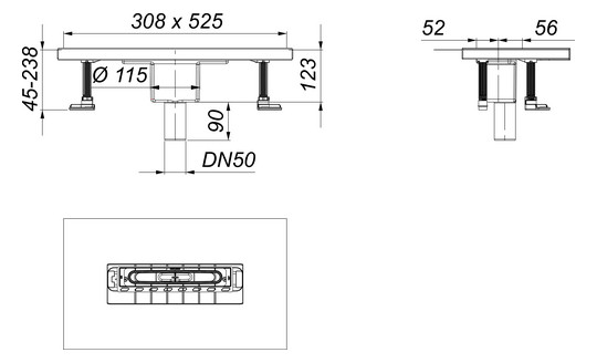 Ablaufgehäuse DallFlex 2.0 senkrecht, DN 50