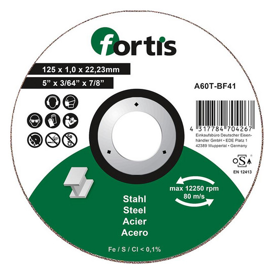 fortis-Trennscheibe Stahl, gerade - 125x1,0mm