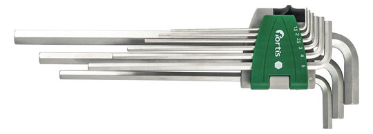 fortis-Winkelschraubendreher-Clip - 9-teilig, lang, 1,5-10mm