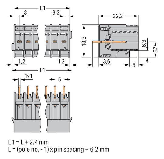 Platinenstecker Stift 2p Serie 769 gr 1re 5mm Zinn Löt 1,5mm frei