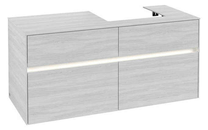 V&B Waschtischunterschrank Collaro 120x54,8x50cm, Waschtisch rechts, LED-Beleuchtung 8,8 W, white wood