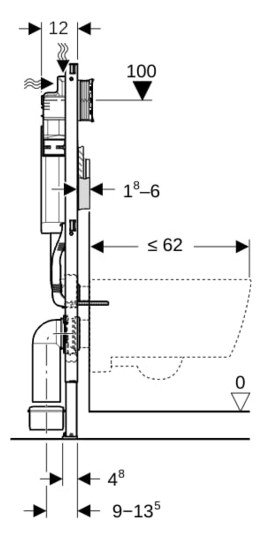 Geberit Wand-WC-Element Duofix für Sigma BH 112 cm, mit UP-Spülkasten 12cm, für Trockenbau