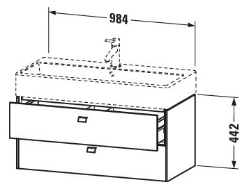 Duravit Waschtisch-Unterschrank Brioso 98,4 x 45,9 cm, chrom/Graphit matt, 2 Schubkästen, wandhängend