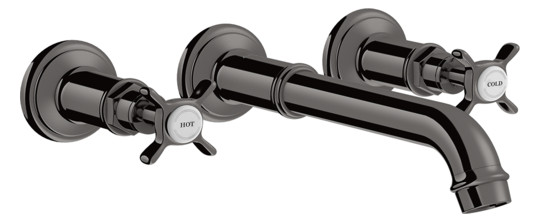 hansgrohe Fertigmontageset Axor Montreux UP-Waschtisch-3-Loch-Armatur, Ausladung 165-225mm, polished black chrome