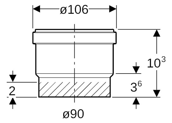Geberit Steckmuffe PE DN 90, mit Lippendichtung, PE-HD