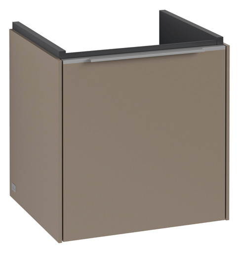 V&B Waschtisch-Unterschrank Subway 3.0 42,3x42,9x37,8cm, Schanier rechts/Griff Aluminium glänzend, taupe