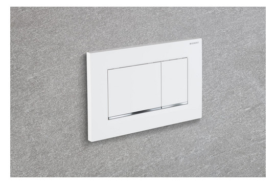 Geberit Betätigungsplatte Sigma 20 Platte/Taste weiß, Streifen verchromt, für 2-Mengen-Spülung, Kunststoff