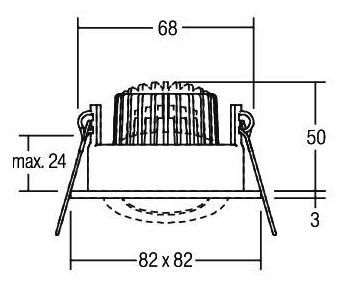 LED-Einbaustrahler 6W 3000K 730lm Konv sw mt 1LED Alu IP65 RF:hochglänzend