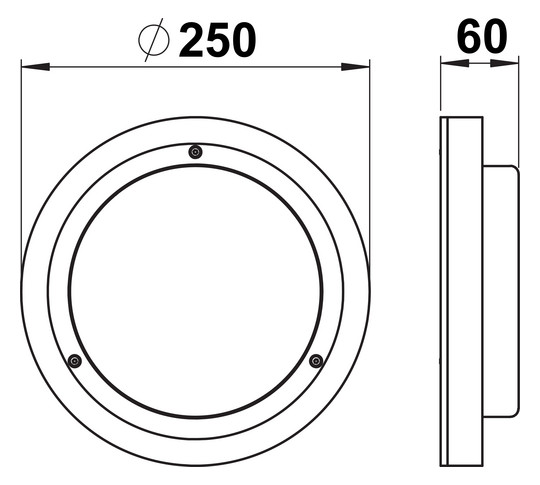 LED-Glasleuchte 12W 3000K 1200lm si Konv IP54 Ø260x60mm