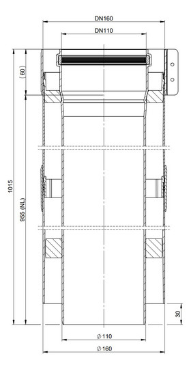 MHG Schacht-Doppelrohr Atec DN 110/160, 955 mm, konzentrisch, für Abgasleitung