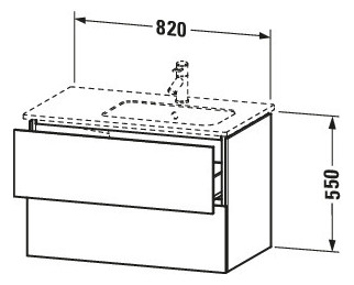 Duravit Waschtisch-Unterschrank L-Cube 82x48,1x55cm, 2 Schubkästen, Becken rechts, eiche natur