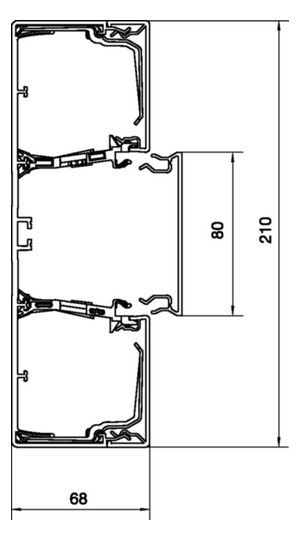 Geräteeinbaukanal Kst 210x68mm ver-ws RAL9016 GEB-K unbeh 11300qmm 2000mm