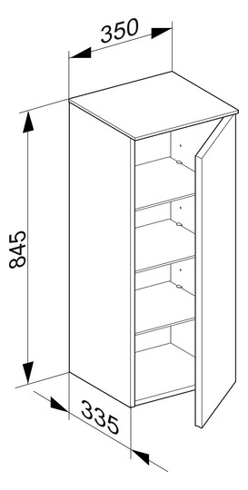 KEUCO Mittelschrank Royal Reflex 35x84,5x33,5cm, 1-türig, rechts, anthrazit/anthrazit